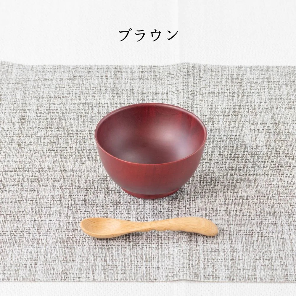 角田清兵衛商店 グリップボール スープボウル キッズ Sサイズ 190ml ナチュラル ブラウン ナツメ材 ナノコート 食洗機対応 箱入  ベビー お祝い 木製