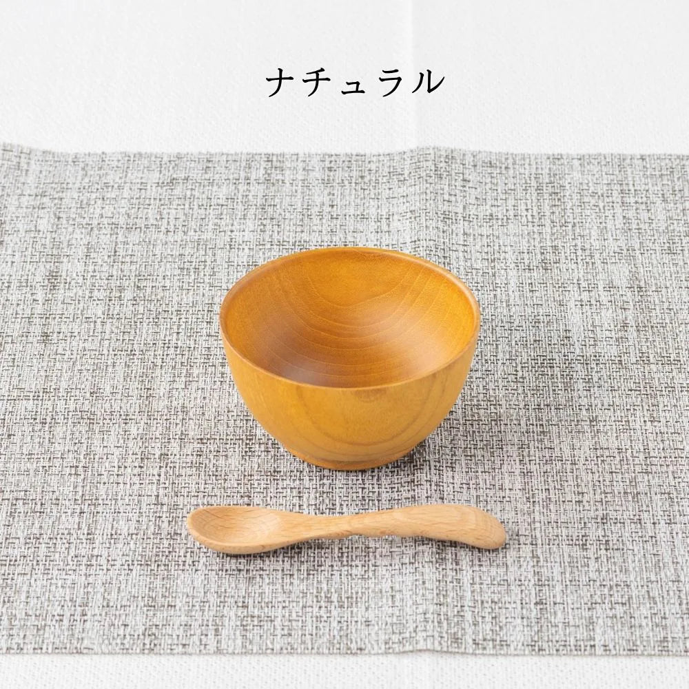 角田清兵衛商店 グリップボール スープボウル キッズ Sサイズ 190ml ナチュラル ブラウン ナツメ材 ナノコート 食洗機対応 箱入  ベビー お祝い 木製