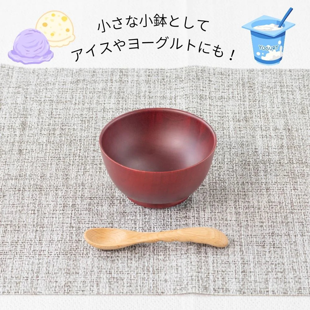 角田清兵衛商店 グリップボール スープボウル キッズ Sサイズ 190ml ナチュラル ブラウン ナツメ材 ナノコート 食洗機対応 箱入  ベビー お祝い 木製