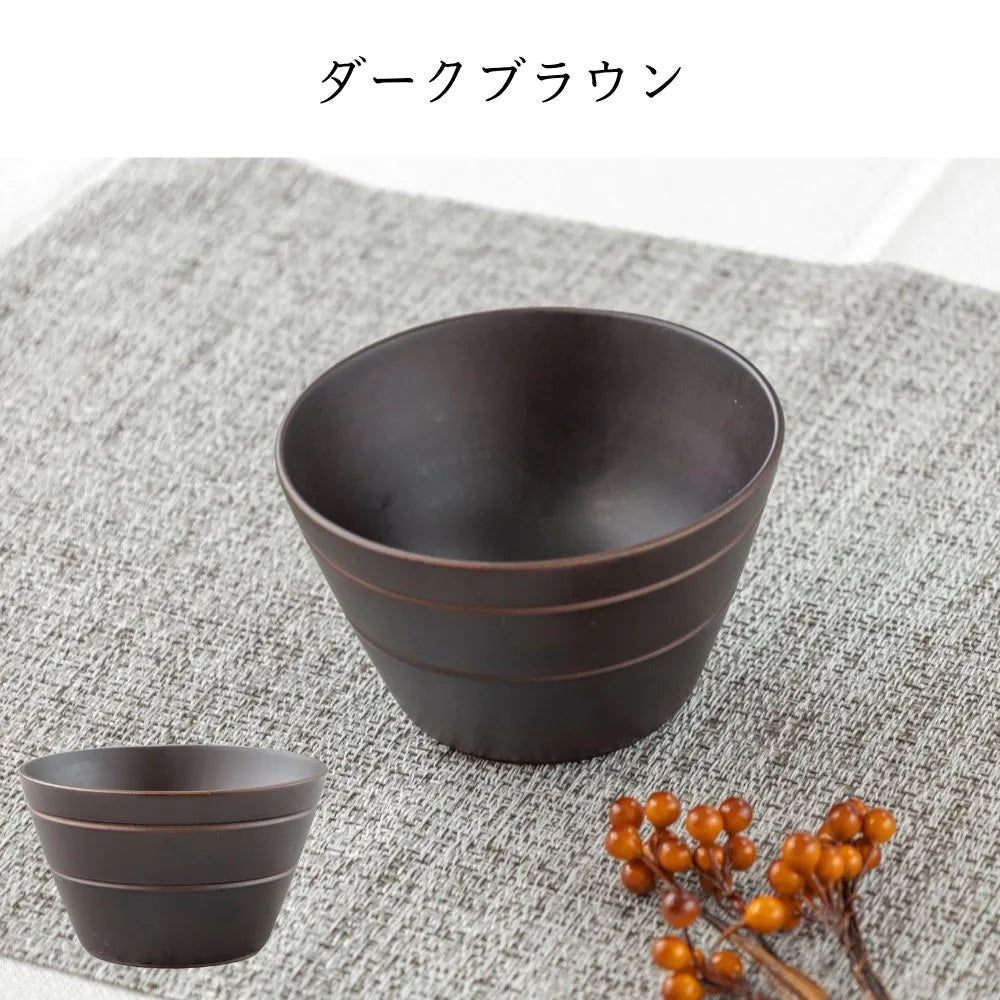 角田清兵衛商店 富士 フリーカップ  直径12×7㎝ 340ml ナチュラル ダークブラウン ナツメ材 ナノコート 食洗機対応 箱入 お椀 デザートボウル