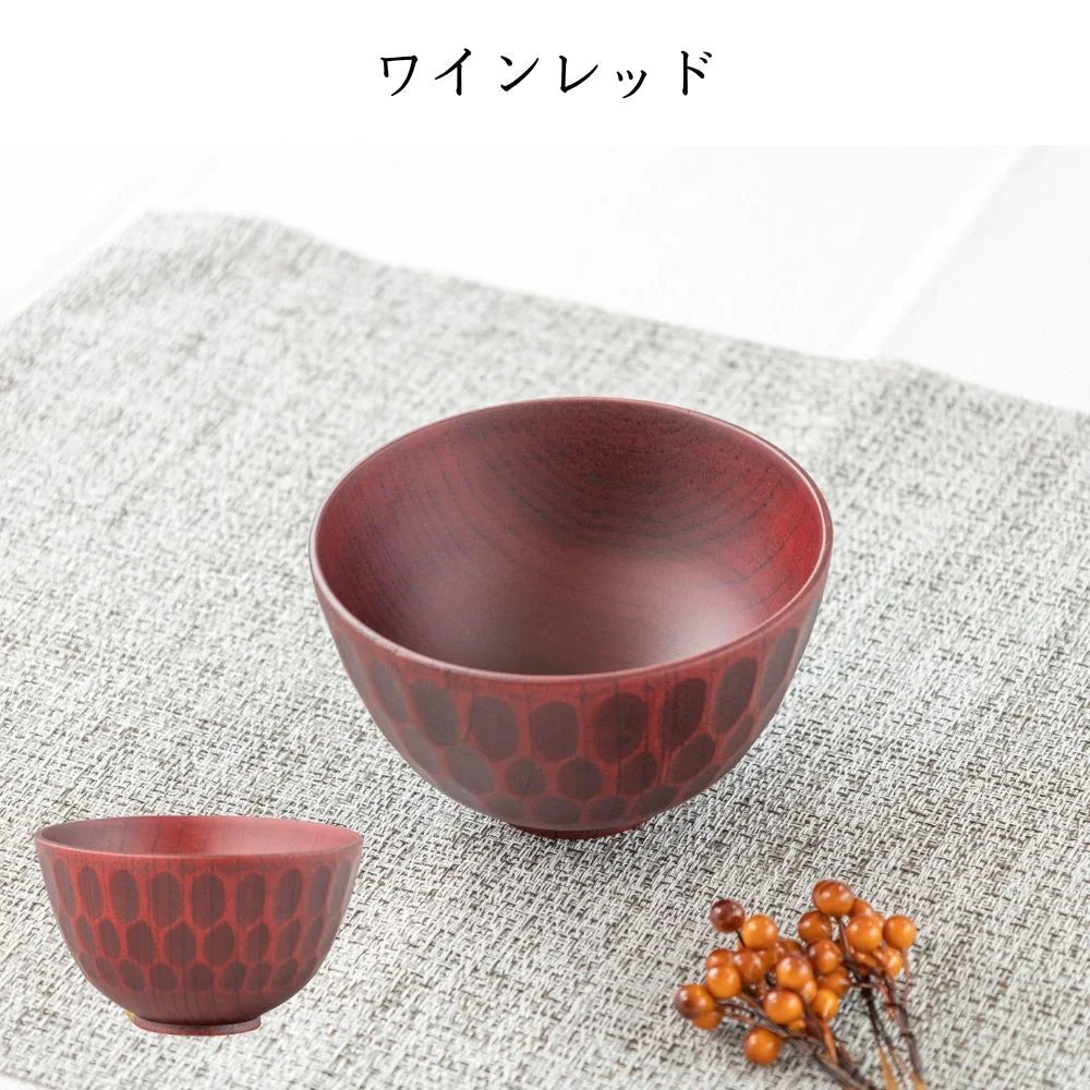 角田清兵衛商店 ボコボコ椀S 直径12×7㎝ 340ml ワインレッド ダークブラウン ナツメ材 ナノコート 食洗機対応 箱入 お椀 味噌汁 お雑煮