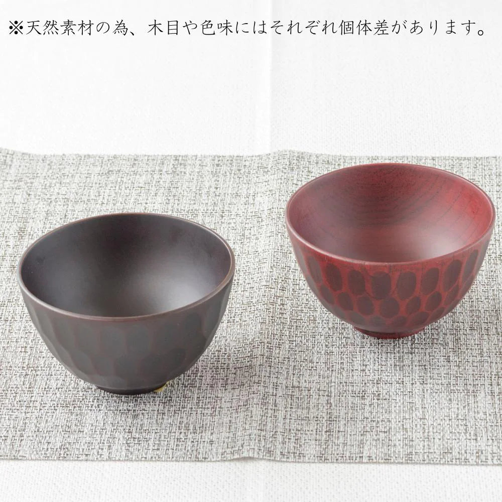 角田清兵衛商店 ボコボコ椀S 直径12×7㎝ 340ml ワインレッド ダークブラウン ナツメ材 ナノコート 食洗機対応 箱入 お椀 味噌汁 お雑煮