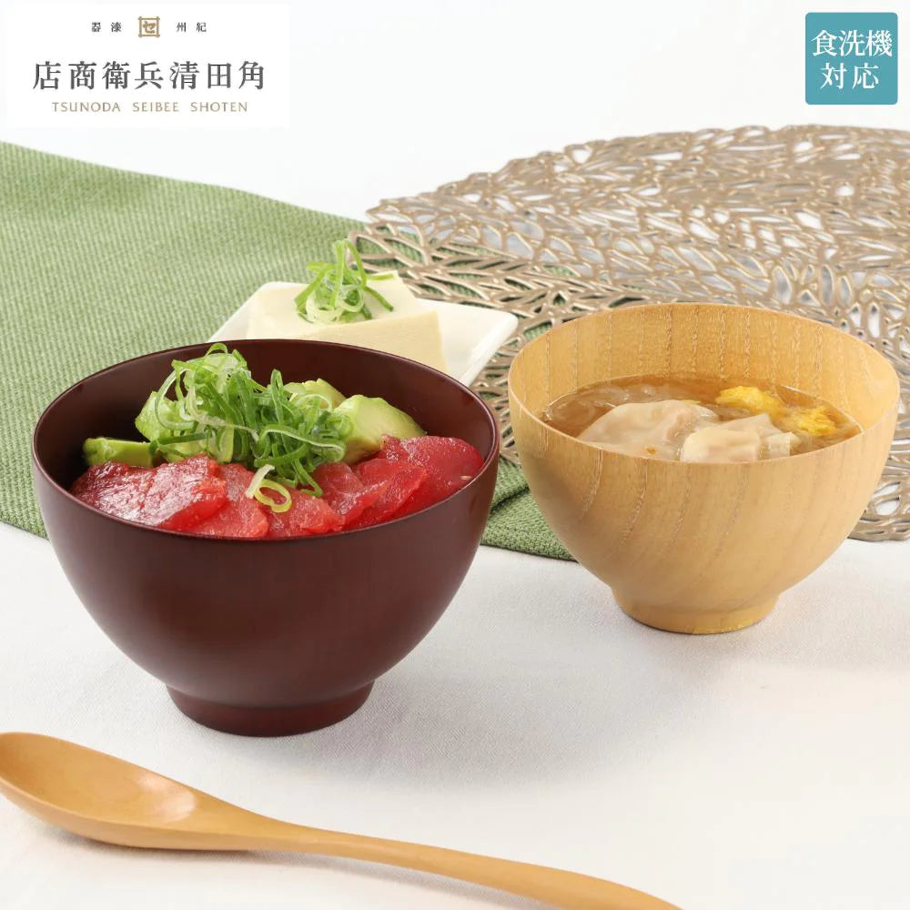 角田清兵衛商店 シフォン スープボウル 選べる2サイズ ナチュラル ブラウン ナツメ材 ナノコート 食洗機対応 箱入 お椀 デザートボウル シリアル