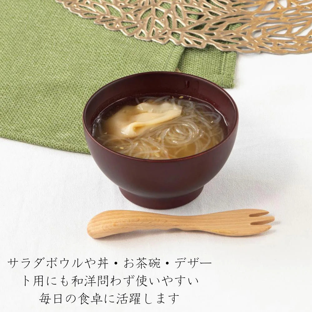 角田清兵衛商店 キッズ スープボール 直径10×5.5㎝ 200ml ナチュラル ブラウン ナツメ材 ナノコート 食洗機対応 箱入  ベビー お祝い 木製