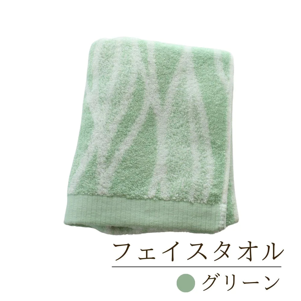 林タオル ボリュームと軽さにこだわったフェイスタオル リーフ柄 34×80cm 今治タオル 1枚 軽い 厚手 綿100%  家庭用 日本製