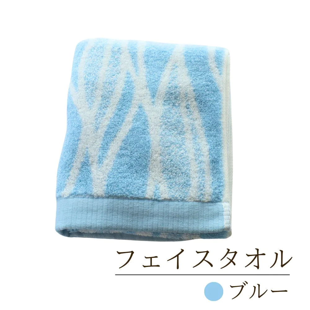 林タオル ボリュームと軽さにこだわったフェイスタオル リーフ柄 34×80cm 今治タオル 1枚 軽い 厚手 綿100%  家庭用 日本製