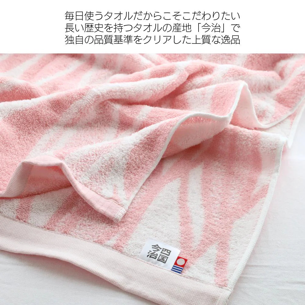 林タオル ボリュームと軽さにこだわったフェイスタオル リーフ柄 34×80cm 今治タオル 1枚 軽い 厚手 綿100%  家庭用 日本製