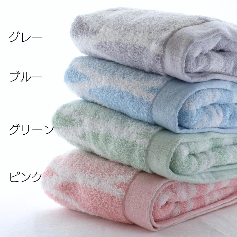 林タオル ボリュームと軽さにこだわったフェイスタオル リーフ柄 34×80cm 今治タオル 1枚 軽い 厚手 綿100%  家庭用 日本製