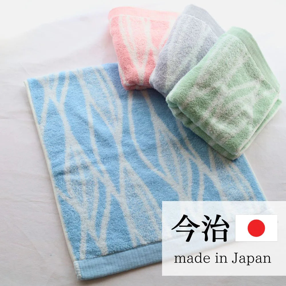 林タオル ボリュームと軽さにこだわったフェイスタオル リーフ柄 34×80cm 今治タオル 1枚 軽い 厚手 綿100%  家庭用 日本製