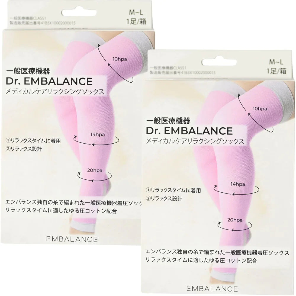 ウィルマックス エンバランス メディカルケア リラクシングソックス  つま先なし オープントゥ 着圧ソックス ピンク M-L 医療用 むくみ 疲れ 日本製