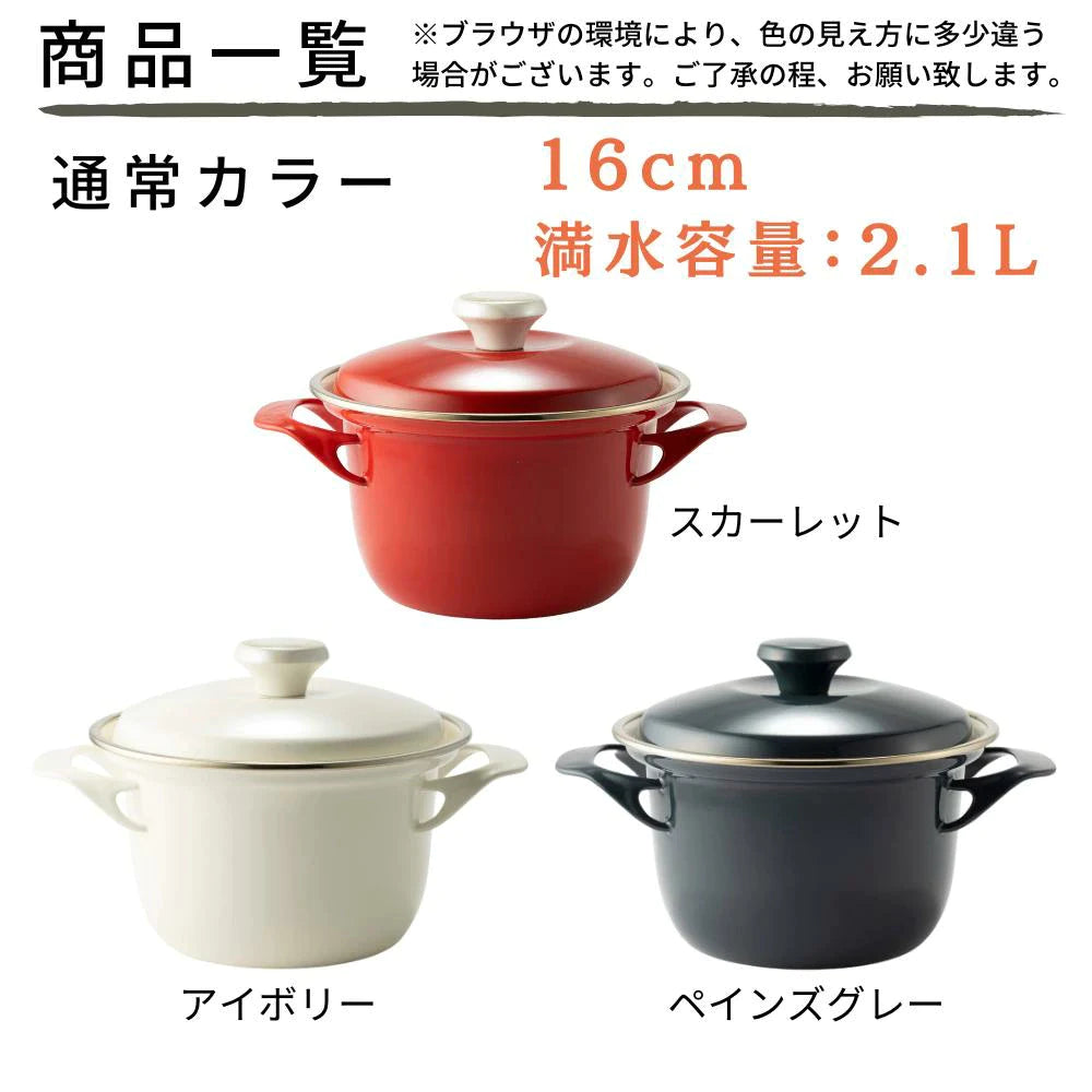 富士ホーロー EXシリーズ 16cmココット レシピ付き W260×D200×H160mm 容量2.1L ホーロー 選べる7カラー ガス火対応 IH対応 オーブン対応