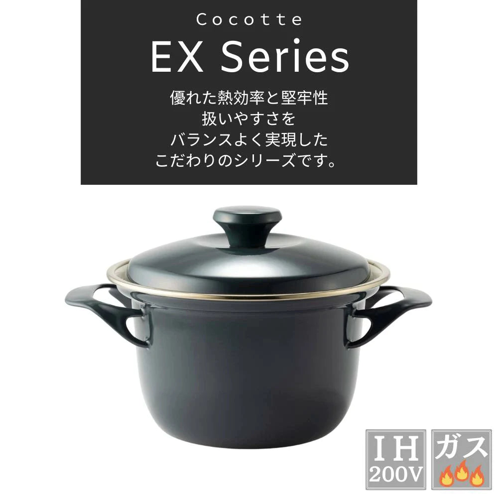 富士ホーロー EXシリーズ 16cmココット レシピ付き W260×D200×H160mm 容量2.1L ホーロー 選べる7カラー ガス火対応 IH対応 オーブン対応