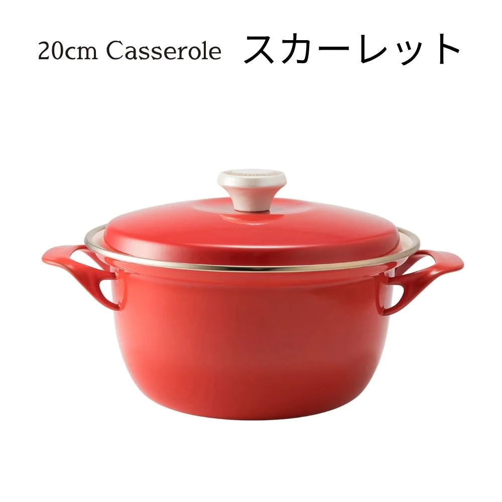 富士ホーロー EXシリーズ 20㎝キャセロール レシピ付き 約W305×D240×H165mm 容量3.2L ホーロー 選べる3カラー ガス火対応 IH対応 オーブン対応