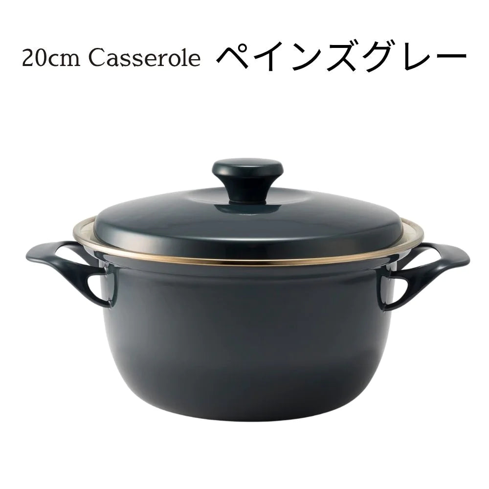 富士ホーロー EXシリーズ 20㎝キャセロール レシピ付き 約W305×D240×H165mm 容量3.2L ホーロー 選べる3カラー ガス火対応 IH対応 オーブン対応