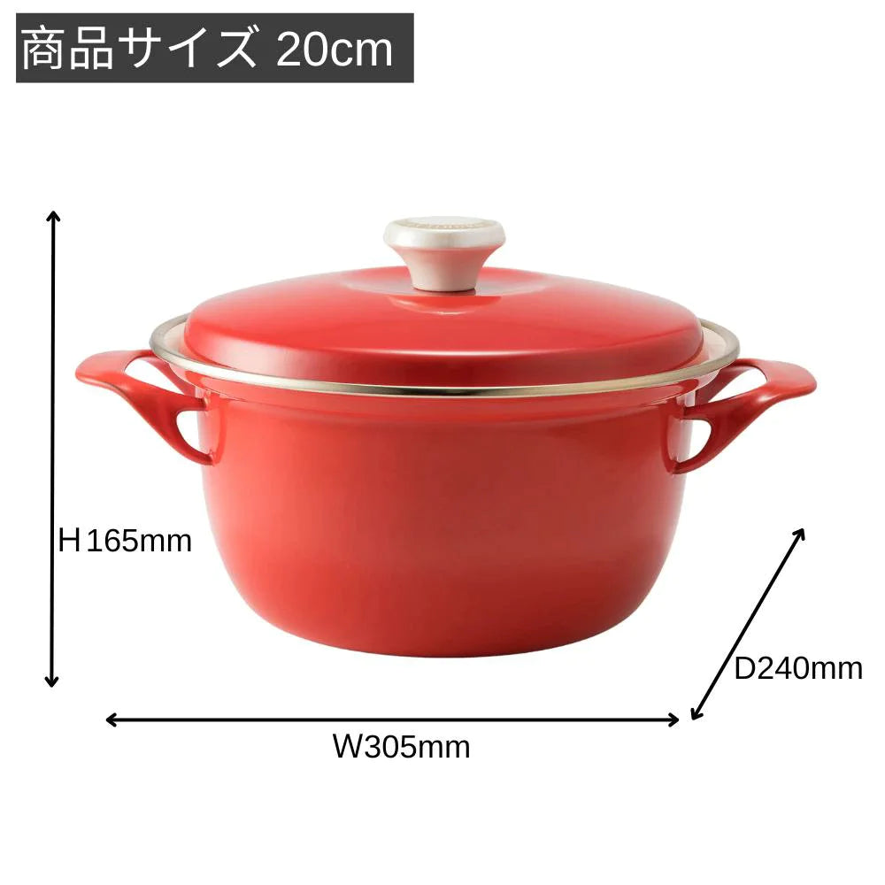 富士ホーロー EXシリーズ 20㎝キャセロール レシピ付き 約W305×D240×H165mm 容量3.2L ホーロー 選べる3カラー ガス火対応 IH対応 オーブン対応