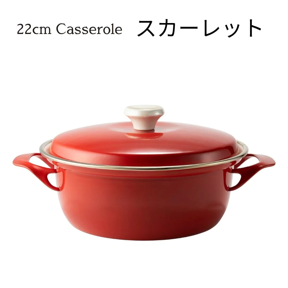 富士ホーロー EXシリーズ 22㎝キャセロール レシピ付き 約W320×D255×H145mm 容量3.2L ホーロー 選べる3カラー ガス火対応 IH対応 オーブン対応