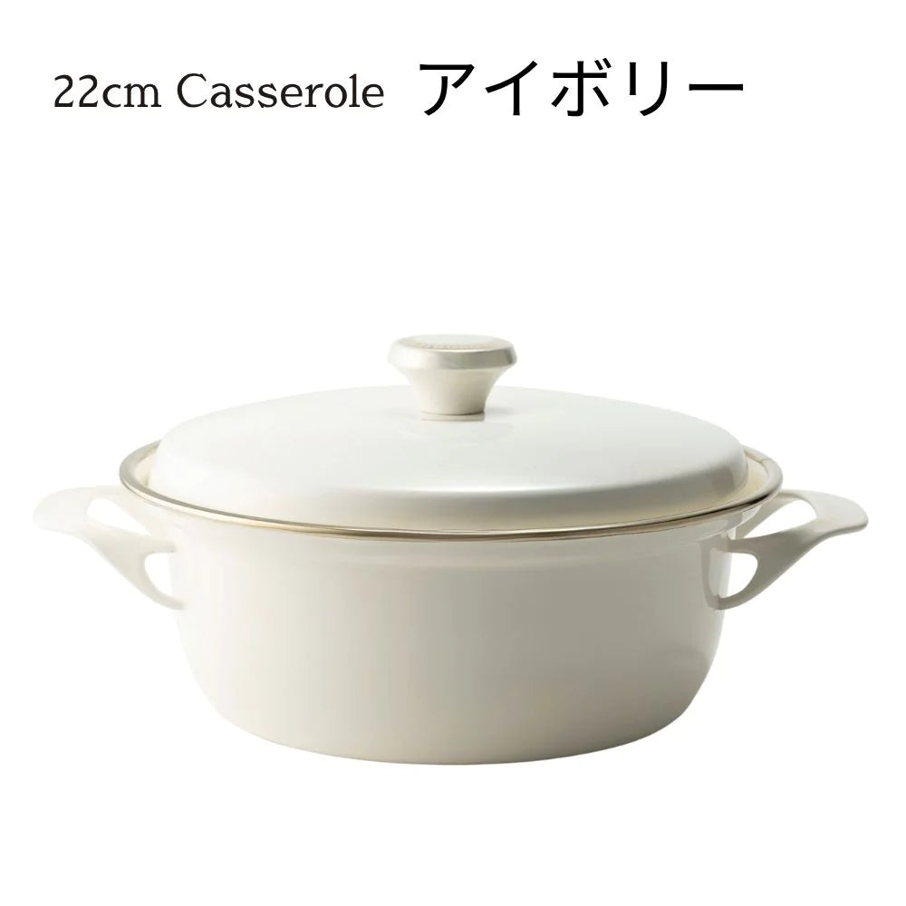 富士ホーロー EXシリーズ 22㎝キャセロール レシピ付き 約W320×D255×H145mm 容量3.2L ホーロー 選べる3カラー ガス火対応 IH対応 オーブン対応