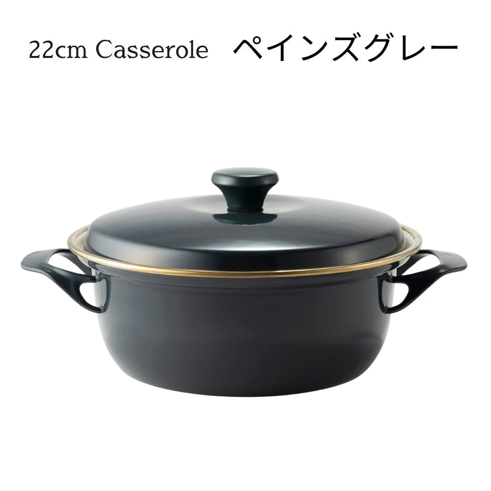 富士ホーロー EXシリーズ 22㎝キャセロール レシピ付き 約W320×D255×H145mm 容量3.2L ホーロー 選べる3カラー ガス火対応 IH対応 オーブン対応
