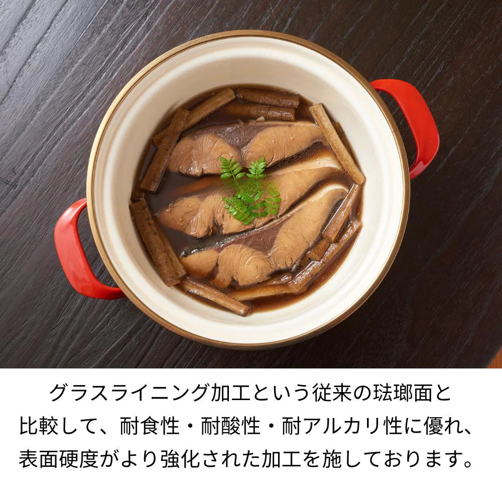 富士ホーロー EXシリーズ 22㎝キャセロール レシピ付き 約W320×D255×H145mm 容量3.2L ホーロー 選べる3カラー ガス火対応 IH対応 オーブン対応