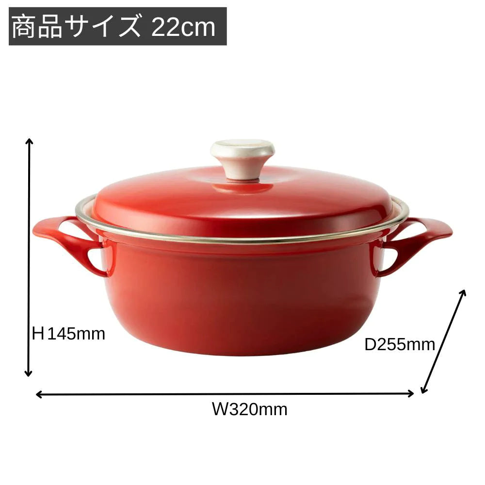 富士ホーロー EXシリーズ 22㎝キャセロール レシピ付き 約W320×D255×H145mm 容量3.2L ホーロー 選べる3カラー ガス火対応 IH対応 オーブン対応