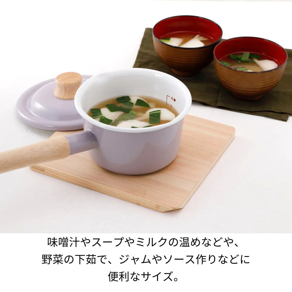 富士ホーロー コットンプラス ミルクパン メモリ入り 14cm 約W325×D170×H130mm 容量1.2L ホーロー 選べる4カラー ガス火対応 IH対応