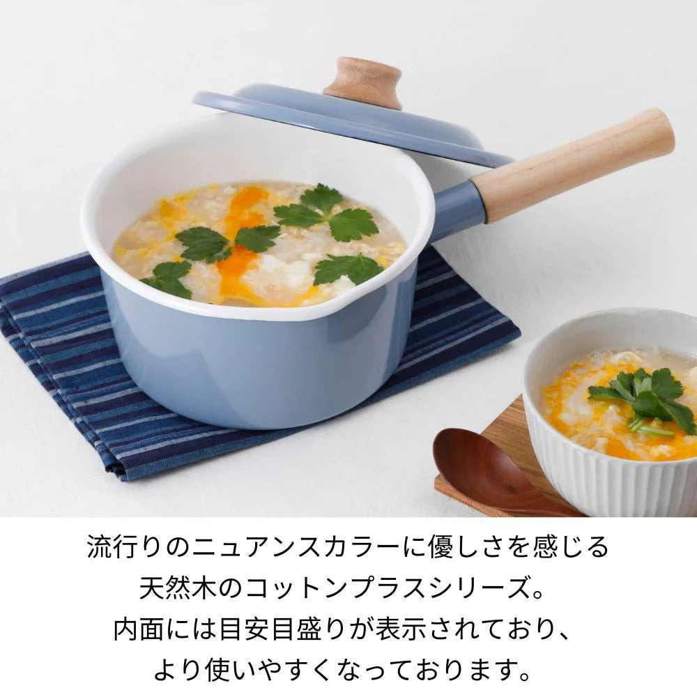 富士ホーロー コットンプラス ソースパン メモリ入り 18cm 約W365×D210×H145mm 容量2.3L ホーロー 選べる4カラー ガス火対応 IH対応