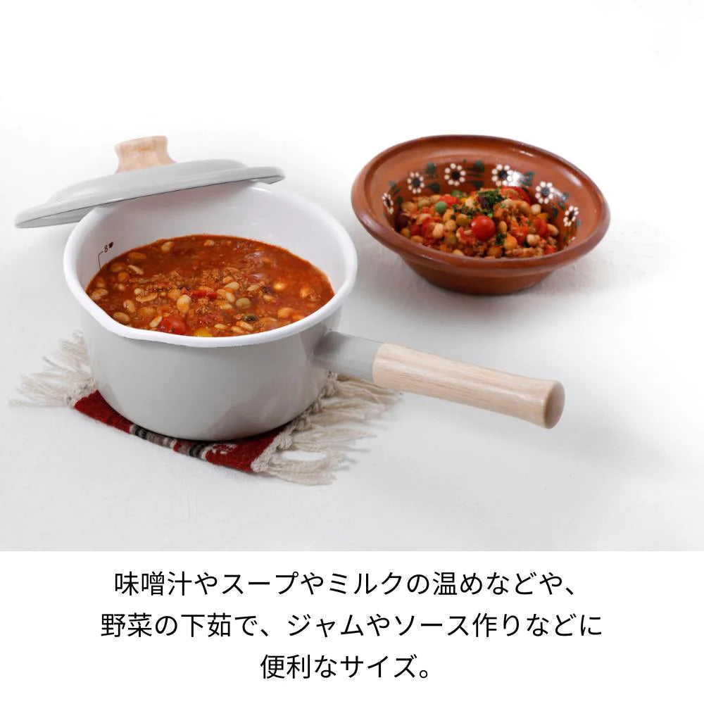 富士ホーロー コットンプラス ソースパン メモリ入り 18cm 約W365×D210×H145mm 容量2.3L ホーロー 選べる4カラー ガス火対応 IH対応