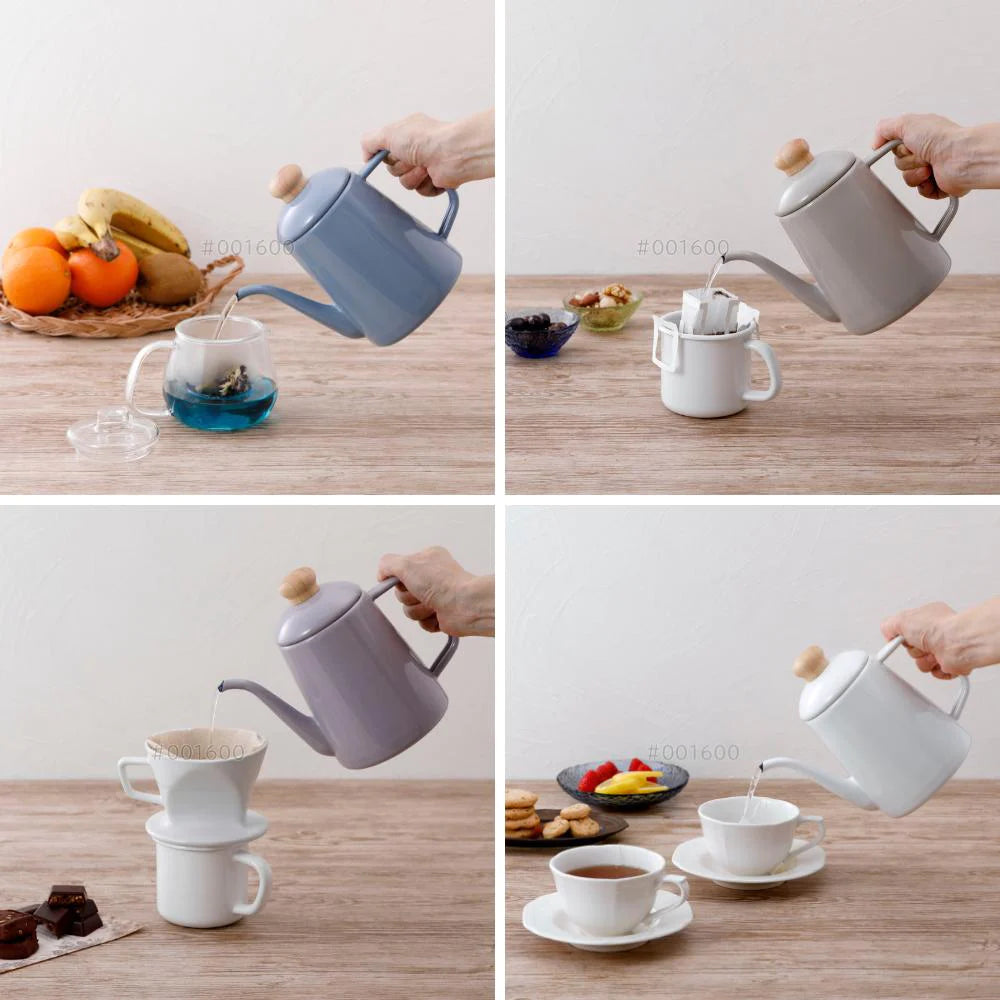 富士ホーロー コットンプラス ドリップポット 容量1.0L(適正容量:0.7L ) ホーロー コーヒー 紅茶 琺瑯ポット 選べる4カラー ガス火対応 IH対応