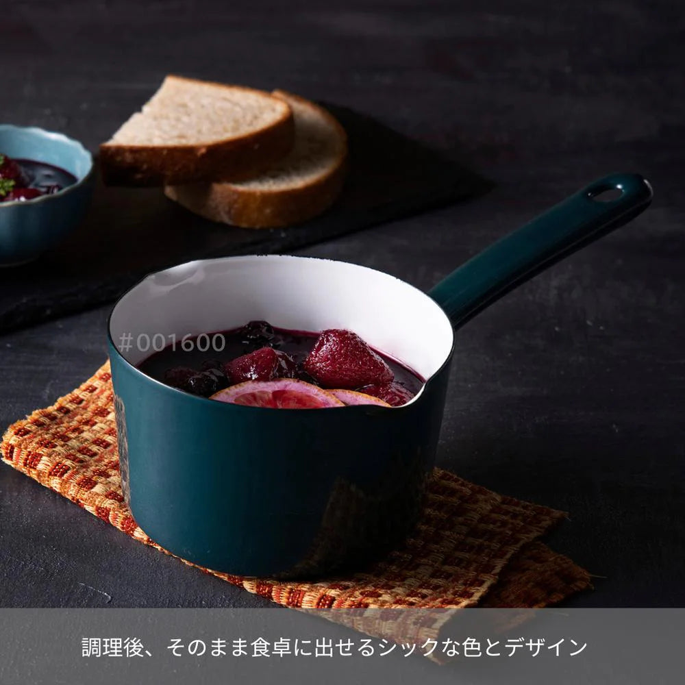 富士ホーロー 匠シリーズ ミルクパン 12cm 鉄緑 鉄黒 約W25.5×D13.5×H9cm 容量800ml 琺瑯 ガス火対応 IH対応 オーブン対応 食洗機対応 シック