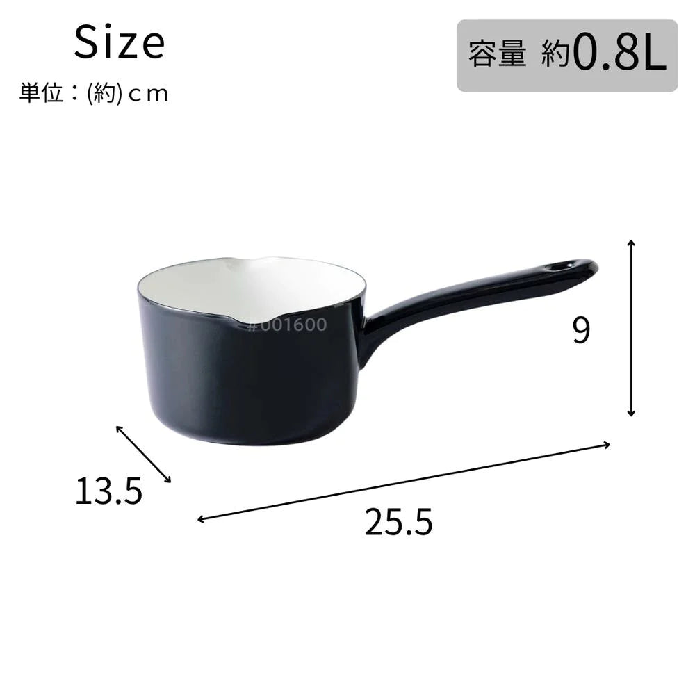 富士ホーロー 匠シリーズ ミルクパン 12cm 鉄緑 鉄黒 約W25.5×D13.5×H9cm 容量800ml 琺瑯 ガス火対応 IH対応 オーブン対応 食洗機対応 シック