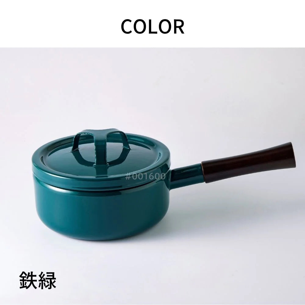 富士ホーロー 匠シリーズ ソースパン 18cm 片手鍋 鉄緑 鉄黒 約W35.5×D18.5×H12.5cm 容量2.2L 琺瑯 ガス火対応 IH対応 シック