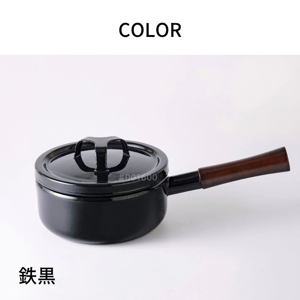 富士ホーロー 匠シリーズ ソースパン 18cm 片手鍋 鉄緑 鉄黒 約W35.5×D18.5×H12.5cm 容量2.2L 琺瑯 ガス火対応 IH対応 シック