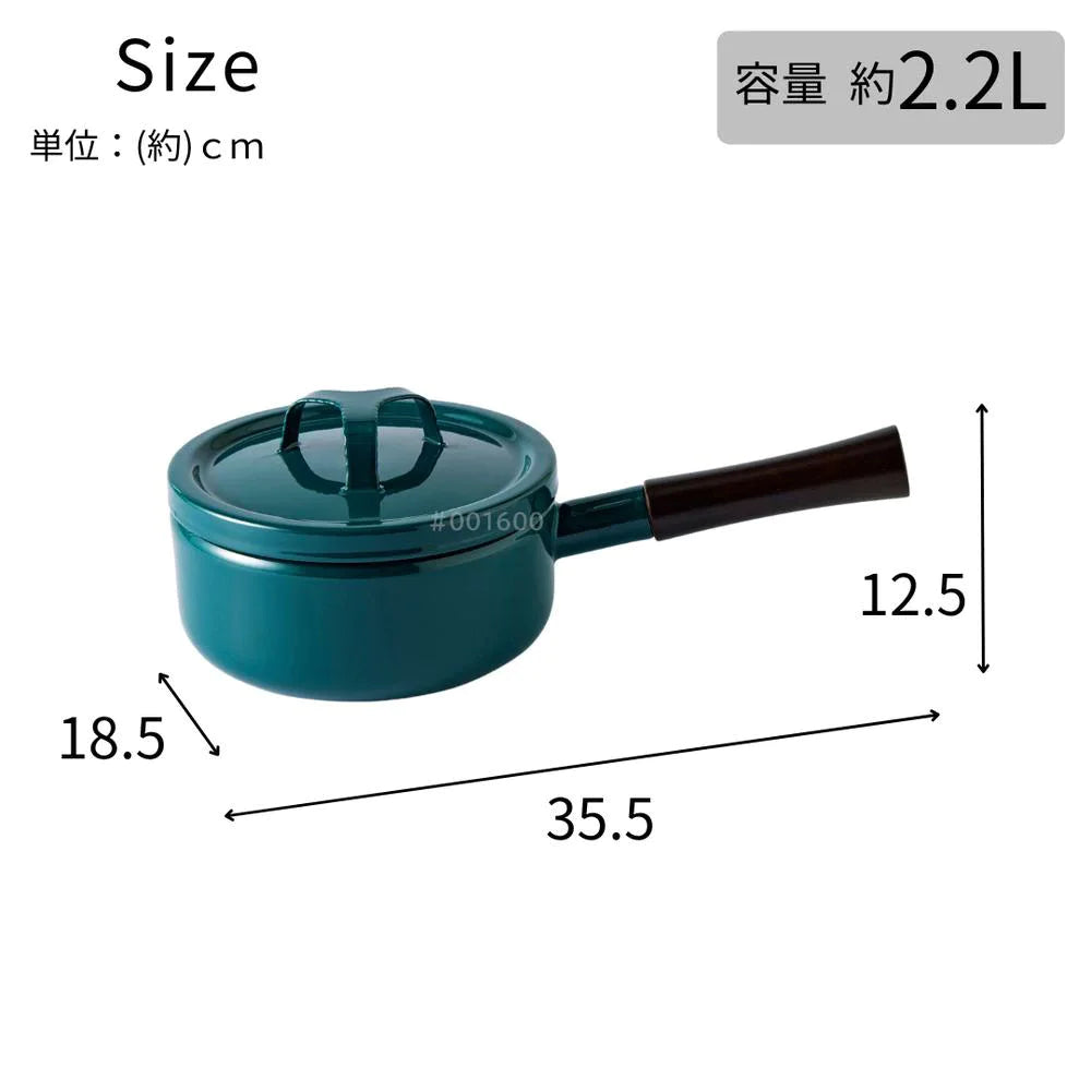 富士ホーロー 匠シリーズ ソースパン 18cm 片手鍋 鉄緑 鉄黒 約W35.5×D18.5×H12.5cm 容量2.2L 琺瑯 ガス火対応 IH対応 シック