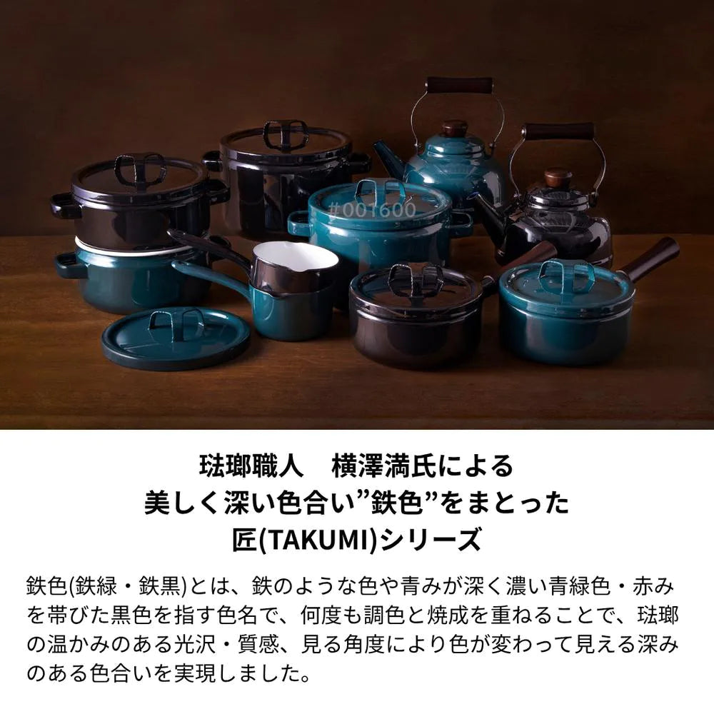 富士ホーロー 匠シリーズ キャセロール 20cm 両手鍋 約W27×D20.5×H13cm 容量3.0L 食洗機対応 ガス火対応 IH対応 鍋 琺瑯 シック