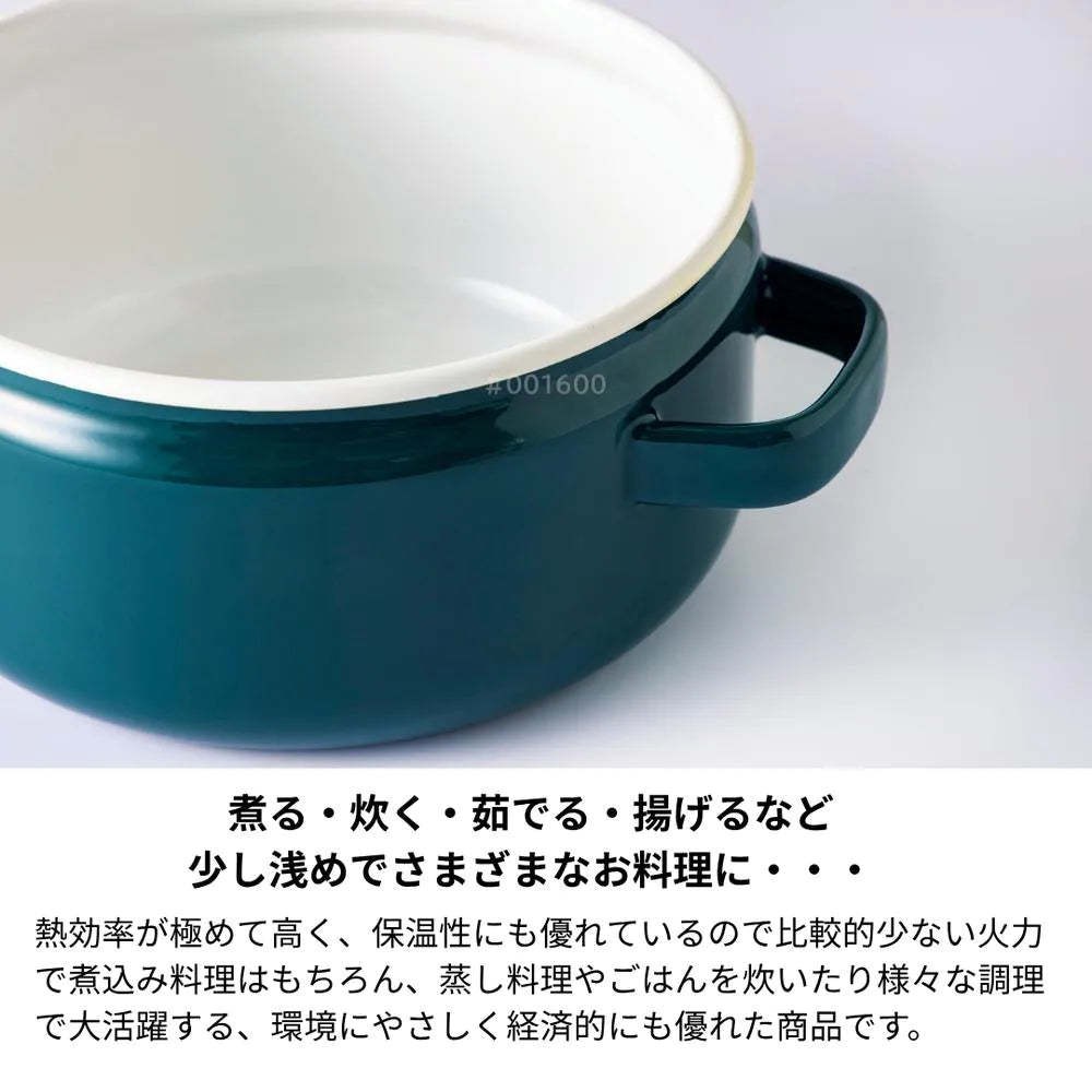 富士ホーロー 匠シリーズ キャセロール 20cm 両手鍋 約W27×D20.5×H13cm 容量3.0L 食洗機対応 ガス火対応 IH対応 鍋 琺瑯 シック