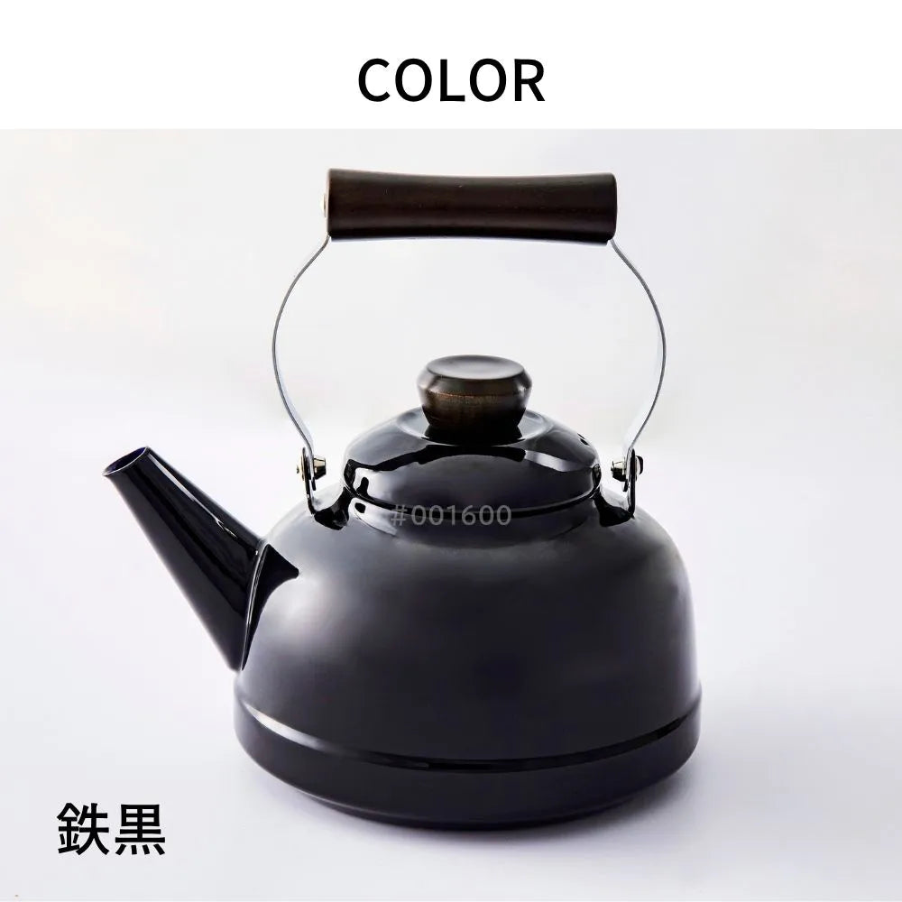 富士ホーロー 匠シリーズ ケトル 2.3L やかん 鉄黒 鉄緑 ダークブラウン 琺瑯 天然木 ガス火対応 IH対応 シック