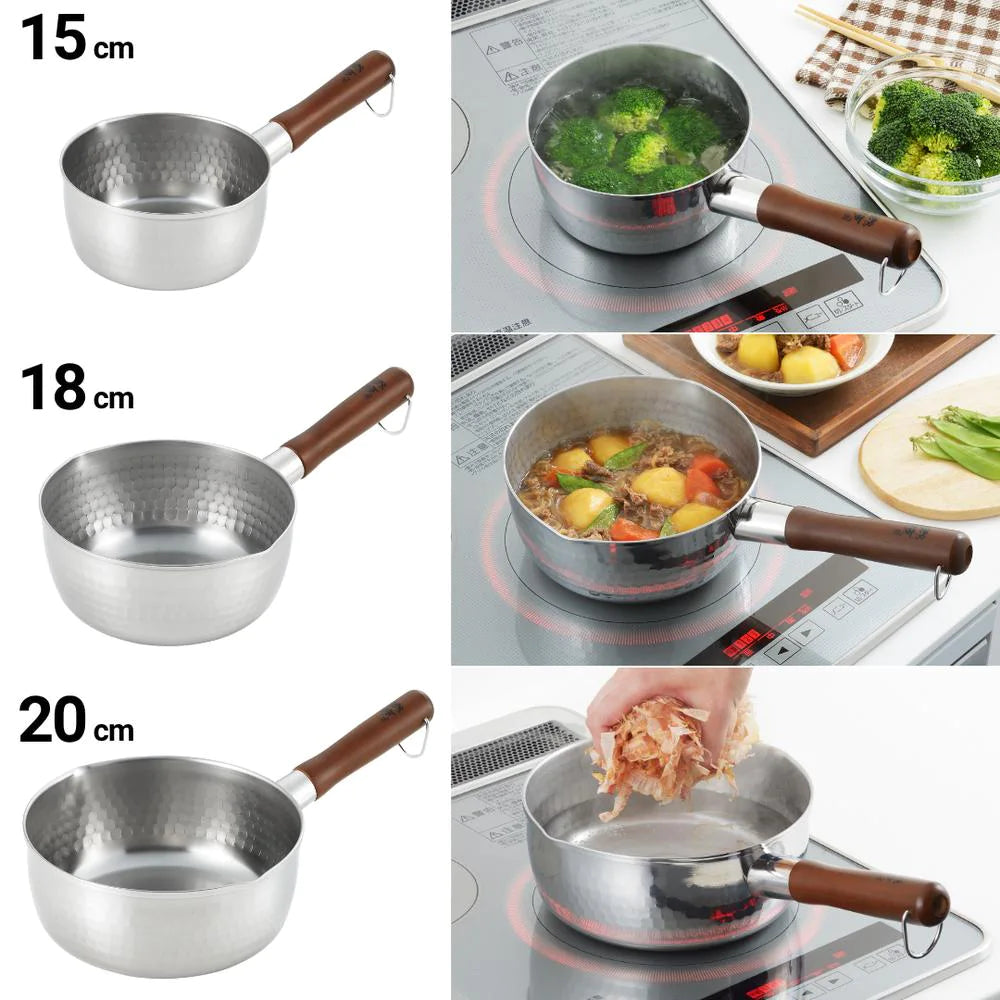 ヨシカワ 郷技 ステンレス雪平鍋 選べる3サイズ 15cm 18cm 20cm ステンレス 片手鍋 燕三条 IH ガス火対応 日本製