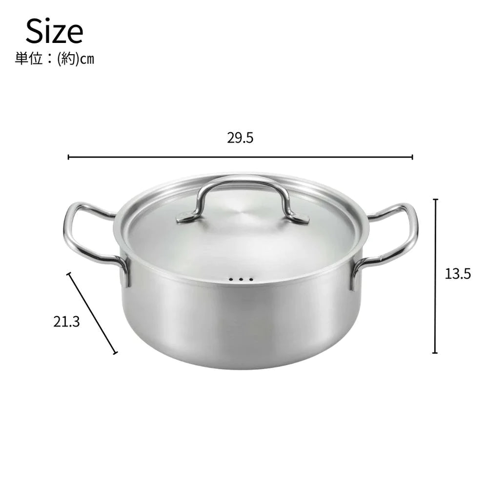 ヨシカワ 郷技 ステンレス両手鍋 蓋つき 20cm 2.8リットル カレー鍋 オールステンレス 燕三条 IH ガス火対応 日本製