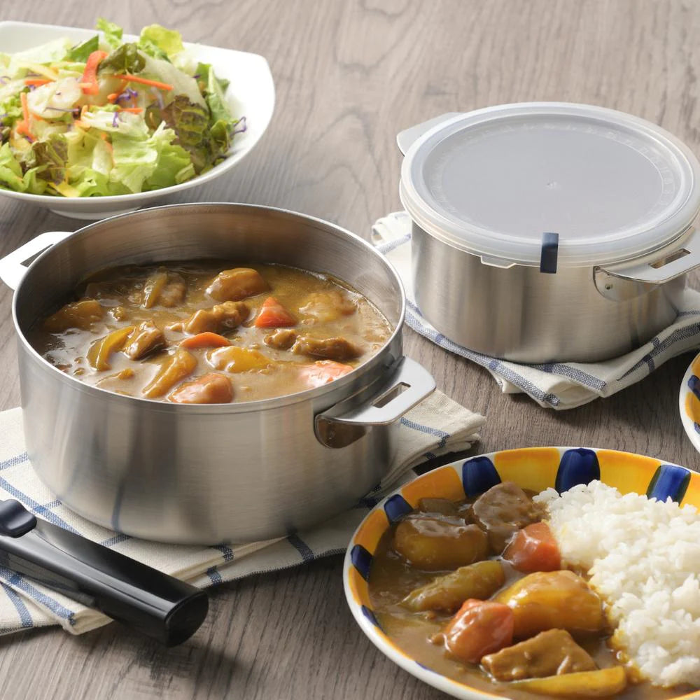 ヨシカワ 郷技 着脱式ハンドル鍋 2点セット(樹脂蓋付) 14cm 18cm 取っ手が外せる 片手鍋 蓋付き ステンレス 燕三条 IH ガス火対応 お手入れ簡単  日本製