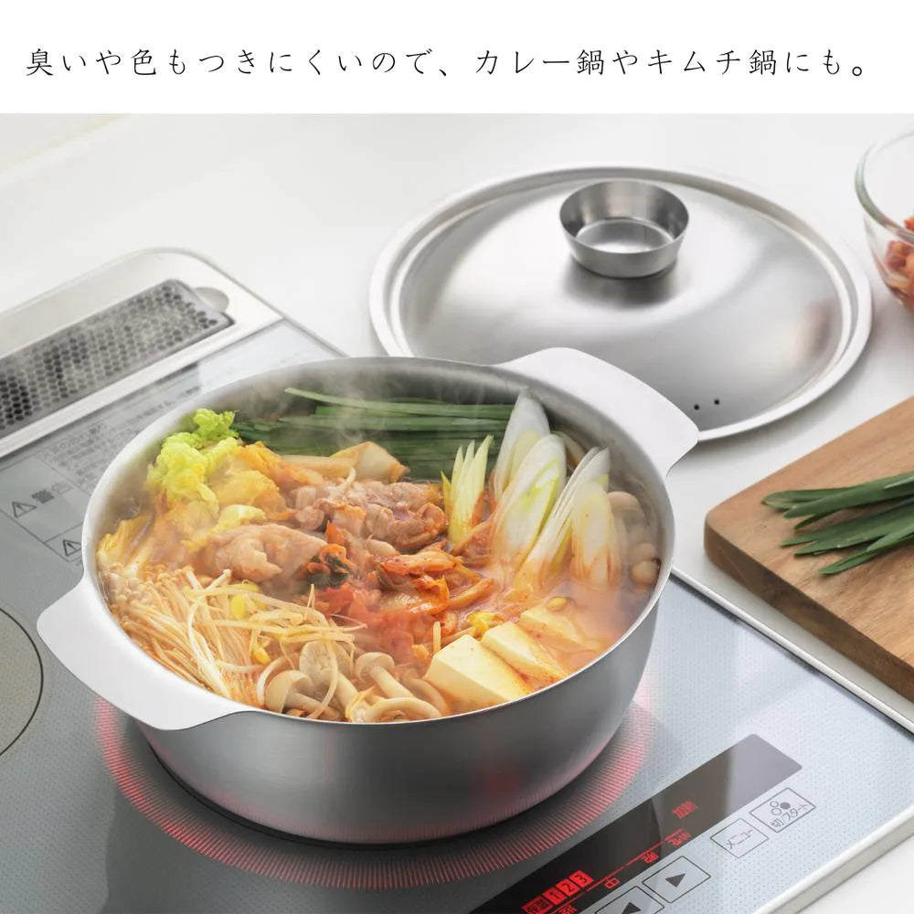 ヨシカワ 郷技 おでん鍋 22cm 全長28.5×全幅23×全高13cm 3000ml オールステンレス 燕三条 IH ガス火対応 お手入れ簡単 日本製