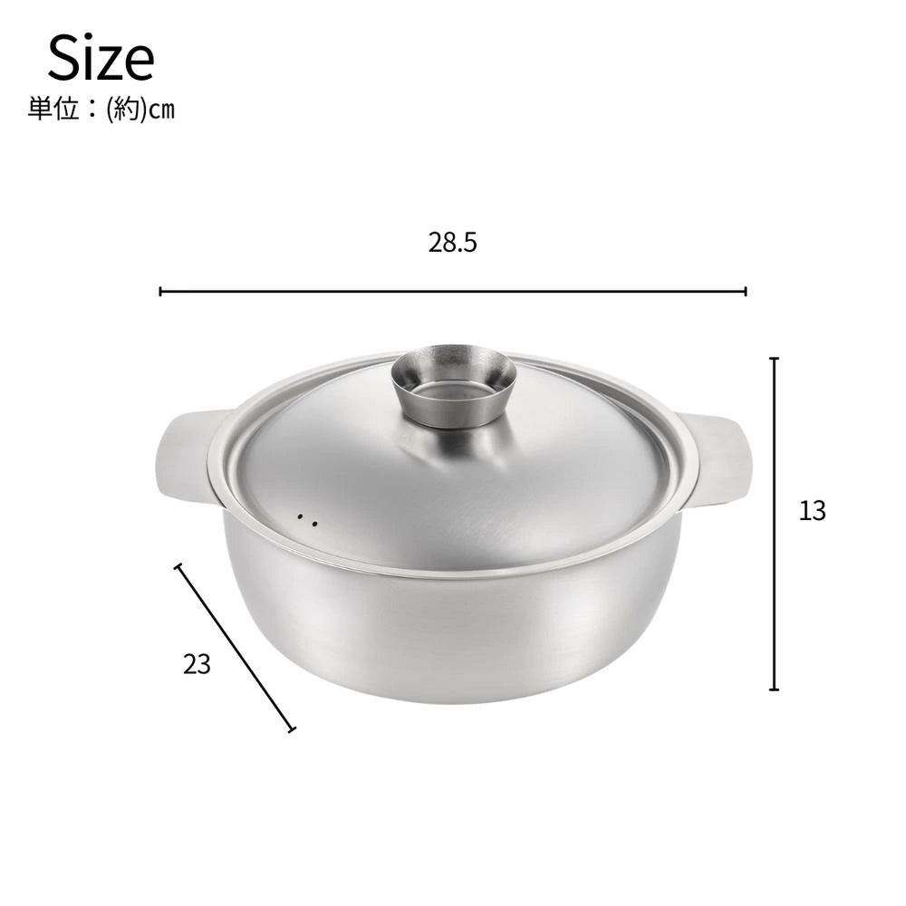ヨシカワ 郷技 おでん鍋 22cm 全長28.5×全幅23×全高13cm 3000ml オールステンレス 燕三条 IH ガス火対応 お手入れ簡単 日本製