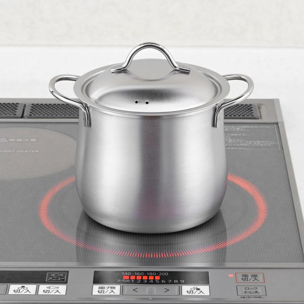 ヨシカワ 郷技 深型両手鍋 14cm 全長20×全幅15×全高16.8cm 2リットル ステンレス 両手鍋  燕三条 IH ガス火対応 煮込み料理 パスタ 日本製