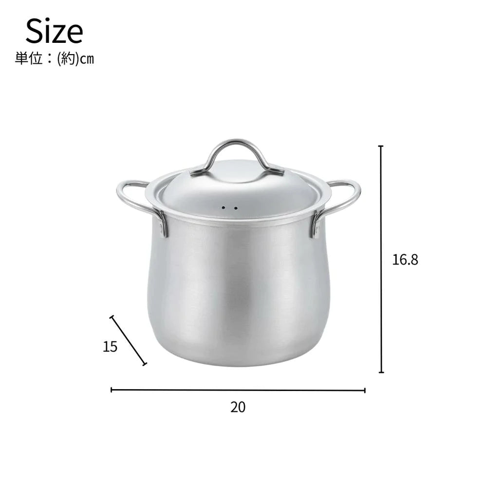 ヨシカワ 郷技 深型両手鍋 14cm 全長20×全幅15×全高16.8cm 2リットル ステンレス 両手鍋  燕三条 IH ガス火対応 煮込み料理 パスタ 日本製