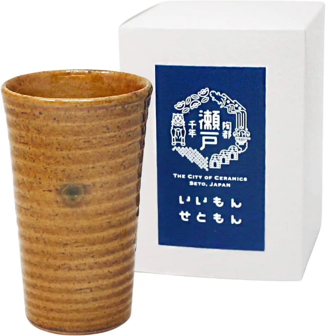 瀬戸焼 ビアグラス 一口タンブラー 黄瀬戸 陶器 (約口径6x10cm 約130cc)