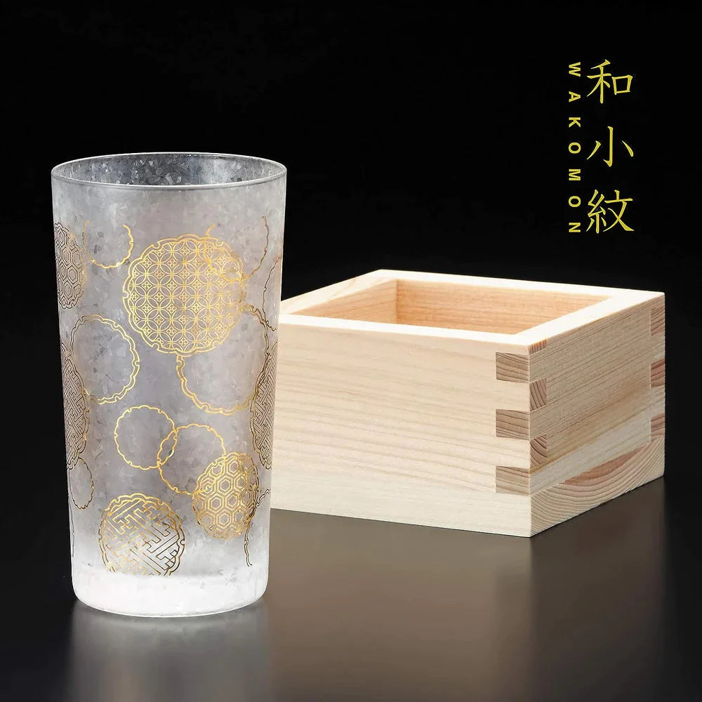 日本酒グラス プレミアムニッポンテイスト 枡付き杯 (雪輪) 145ml