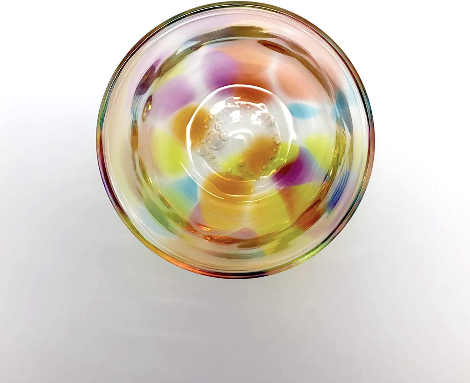 肥前びーどろ 虹色ロックグラス 吹きガラス 350ml