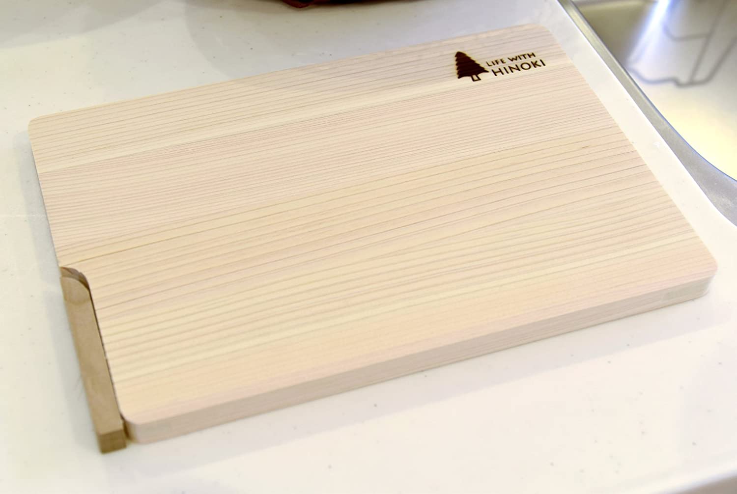 ウメザワ 木製まな板 東濃ひのき 自立スタンド式 27×18×厚さ1.5cm 日本製