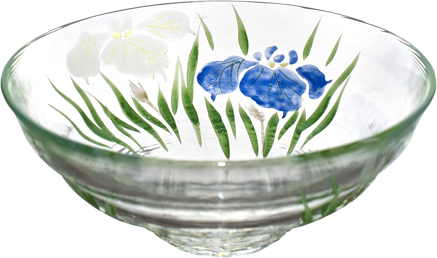 京絵付ガラス 平茶碗 耐熱　約口径17×高さ6.5cm