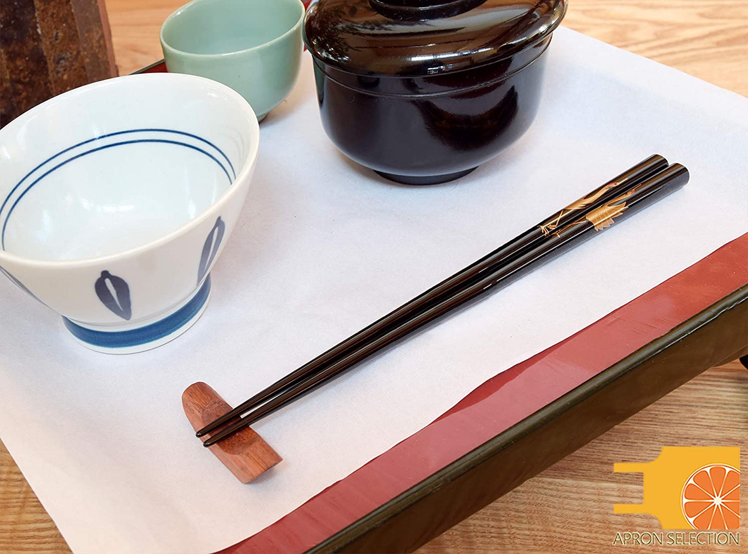 輪島うるし箸 天然漆 手描き蒔絵箸 天金仕上げ 金梨地 夫婦鶴/金ひさご 桐箱入り