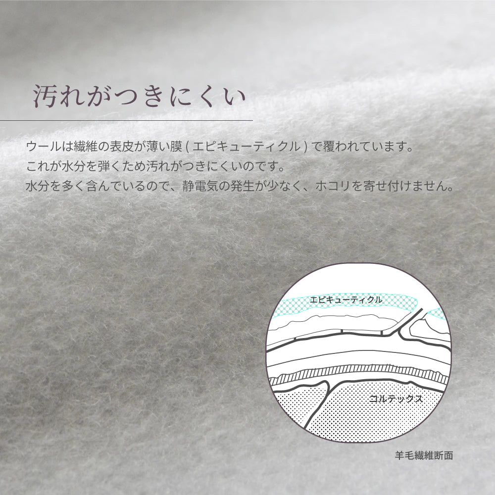 ieoiea 洗える ウール ウールボア 敷き毛布 (100 × 205 cm) 日本製 洗濯機洗いOK 保温性 吸湿性